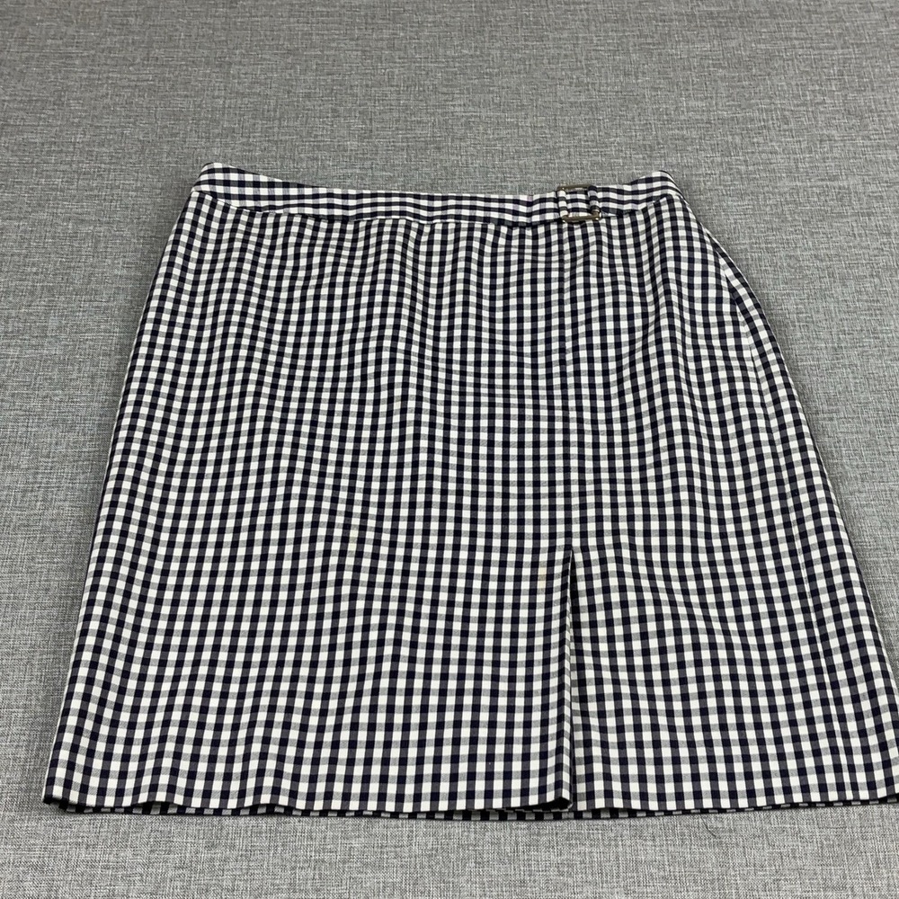 Brooks Brothers Skirt Womens 8 Blue Check A-Line Knee Length Pleated‎ Buckle